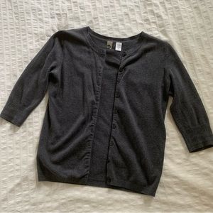 Dark Grey Cardigan - three quarter length sleeves